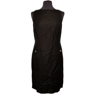 David Warren Linen Blend Dress Size 8 Black Sleeveless Summer Minimalist